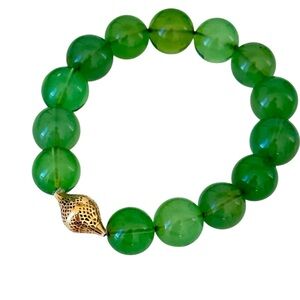 Ray Griffiths Lithuanian Green Amber Stretch Bracelet with 18k Gold bead.